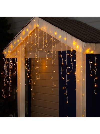 Гирлянда «Бахрома» 3×0.9 м, IP44, УМС, белая нить, 232 LED, свечение жёлтое, 220 В