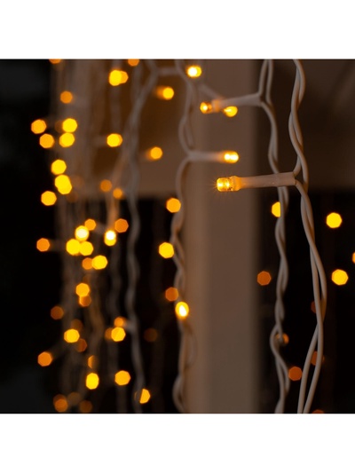 Гирлянда «Бахрома» 3×0.9 м, IP44, УМС, белая нить, 232 LED, свечение жёлтое, 220 В