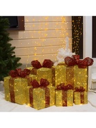 Светодиодная фигура «Подарки с красной лентой» 15, 20, 25, 30, 35, 40 см, текстиль, металл, 220 В, 8 режимов, свечение тёплое белое - Фото 6