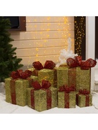 Светодиодная фигура «Подарки с красной лентой» 15, 20, 25, 30, 35, 40 см, текстиль, металл, 220 В, 8 режимов, свечение тёплое белое - Фото 7