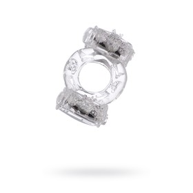 Эрекционное кольцо на пенис с двойной вибрацией Toyfa, TPE, прозрачный