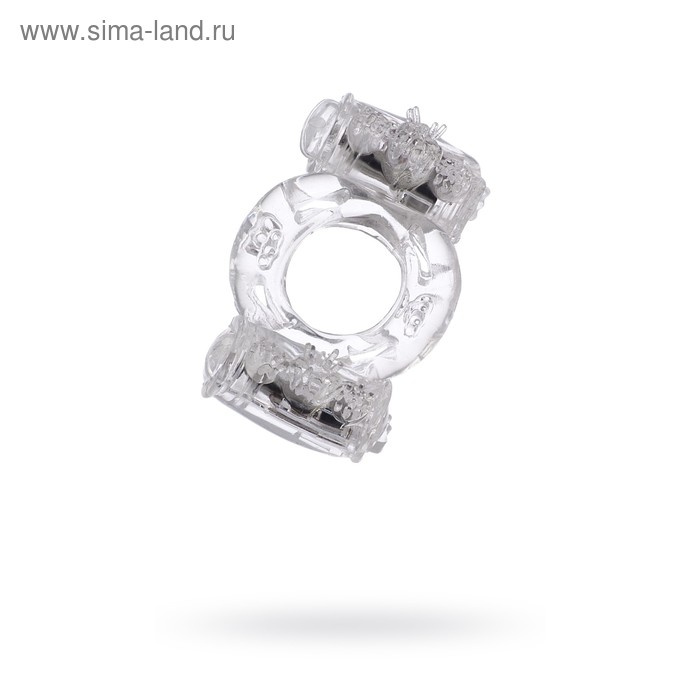 Эрекционное кольцо на пенис с двойной вибрацией Toyfa, TPE, прозрачный - Фото 1