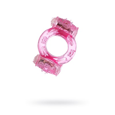 Эрекционное кольцо на пенис с двойной вибрацией Toyfa, TPE, розовый