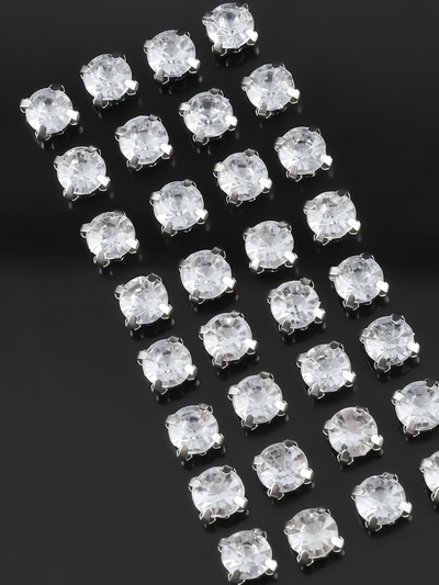 Стразы пришивные «Шатон», круглые, в цапах, d=6 мм, 100 шт., белые