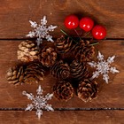 Набор новогоднего декора «Шишки со снежинками» - Фото 2