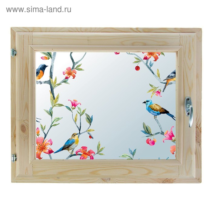 Окно, 40×60см, "Пташки", однокамерный стеклопакет - Фото 1