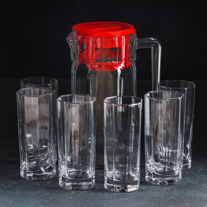 Набор питьевой стеклянный Kosem, 7 предметов: кувшин 1,5 л, стаканы 300 мл, 6 шт - Фото 1