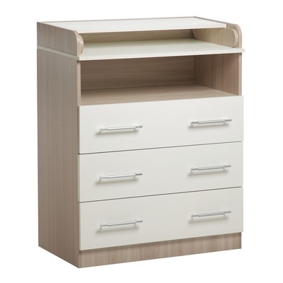 Комод пеленальный «КП - 3», 3 ящика, 1000×800×440(730) мм, цвет ясень шимо светлый/белый