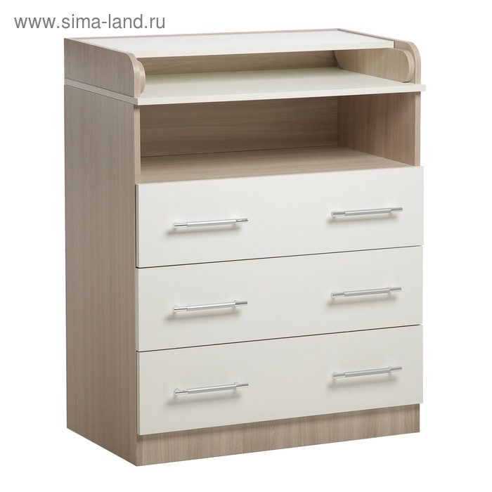 Комод пеленальный «КП - 3», 3 ящика, 1000×800×440(730) мм, цвет ясень шимо светлый/белый - Фото 1