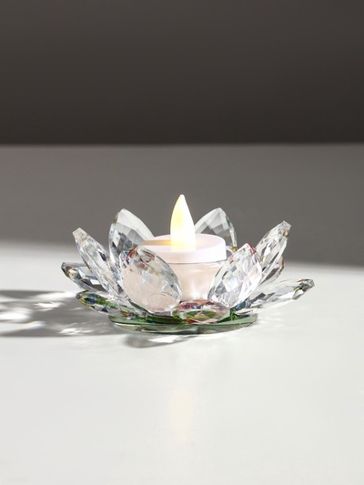 Стеклянный подсвечник на 1 свечу «Лотос радужный», d=11.5 см