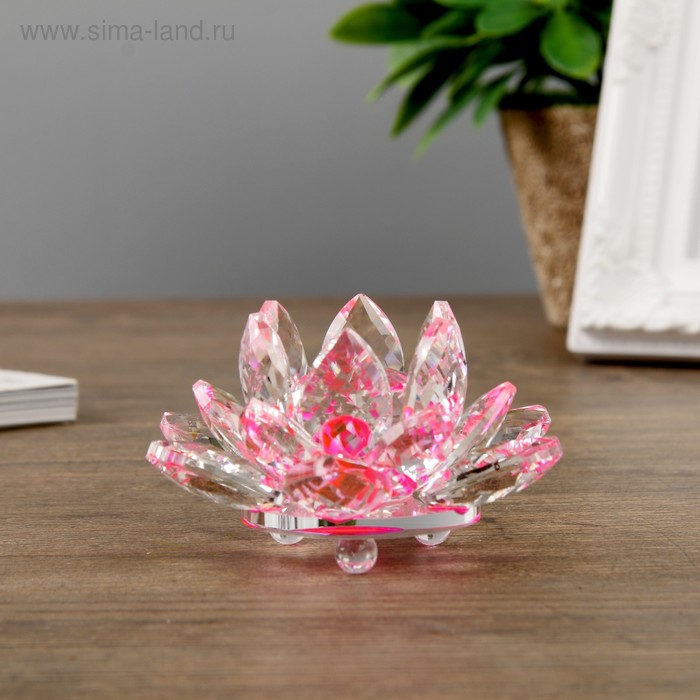 Сувенир стекло "Лотос розовый" диам 9,5 см - Фото 1