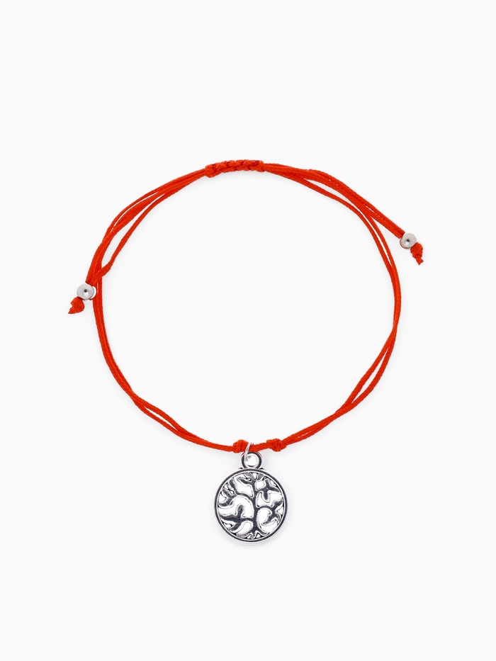 Браслет-оберег «Красная нить» денежное дерево, цвет чернёное серебро, 20 см - Фото 1