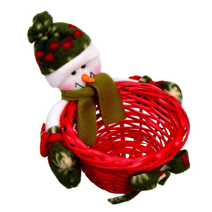 Конфетница «Снеговик нарядный» с корзинкой, вместимость 100 г - Фото 1