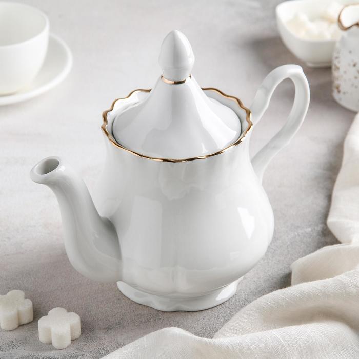 Чайник фарфоровый «Романс», 800 мл, цвет белый - Фото 1