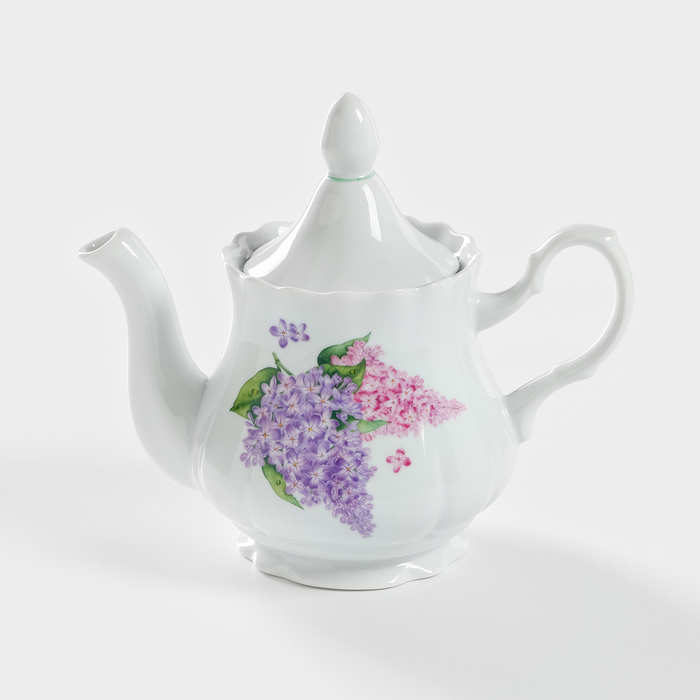 Чайник «Сирень», 800 мл, цвет белый - Фото 1