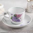 Чайная пара Добрушский завод «Сирень», 2 предмета: чашка 250 мл, блюдце d=15 см, фарфор, белая - Фото 2