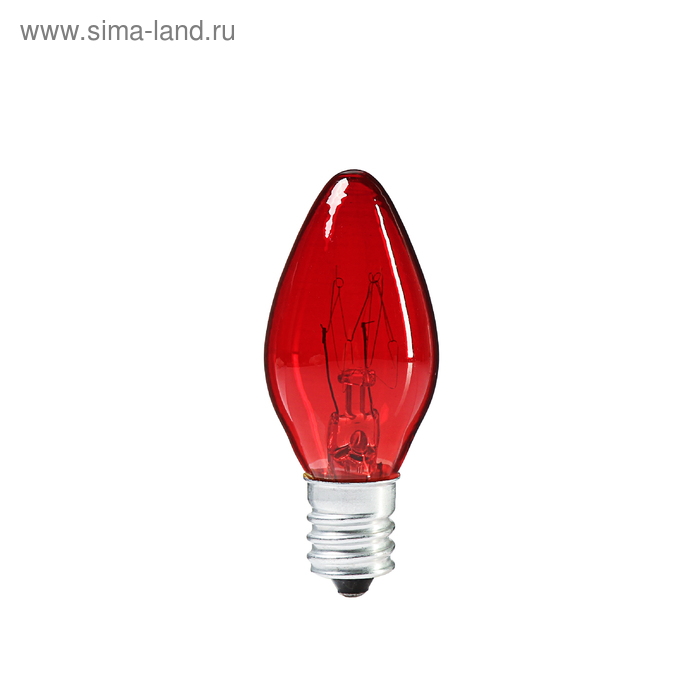 Лампочка накаливания E12, 10W, для ночников и гирлянд, красная, 220 В - Фото 1