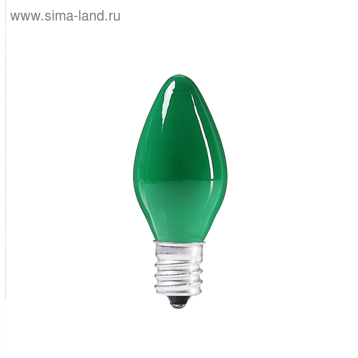 Лампочка накаливания E12, 10W, для ночников и гирлянд, матовая зеленая, 220 В - Фото 1
