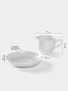 Чайная пара Добрушский завод «Бельё», 2 предмета: чашка 240 мл, блюдце d=14.8 см, фарфор, белая - Фото 2