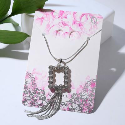 Кулон «Циркон» прямоугольник с кистью, цвет белый в серебре, 72 см