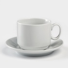 Чайная пара Добрушский завод «Бельё», 2 предмета: чашка 220 мл, блюдце d=13.8 см, фарфор, белая - Фото 4