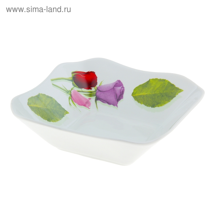 Салатник 720 мл, 4-х угольный "Королева цветов" - Фото 1