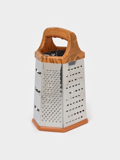 Тёрка шестигранная Доляна «Деревушка», 14.5×11×23 см, цвет коричневый