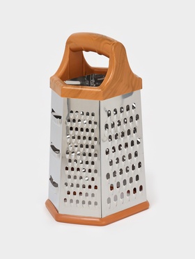 Тёрка шестигранная Доляна «Деревушка», 14.5×11×23 см, цвет коричневый