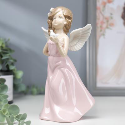 Сувенир керамика "Девочка-ангел в цветном платье с голубкой" МИКС 20,7х13,7х9,5 см