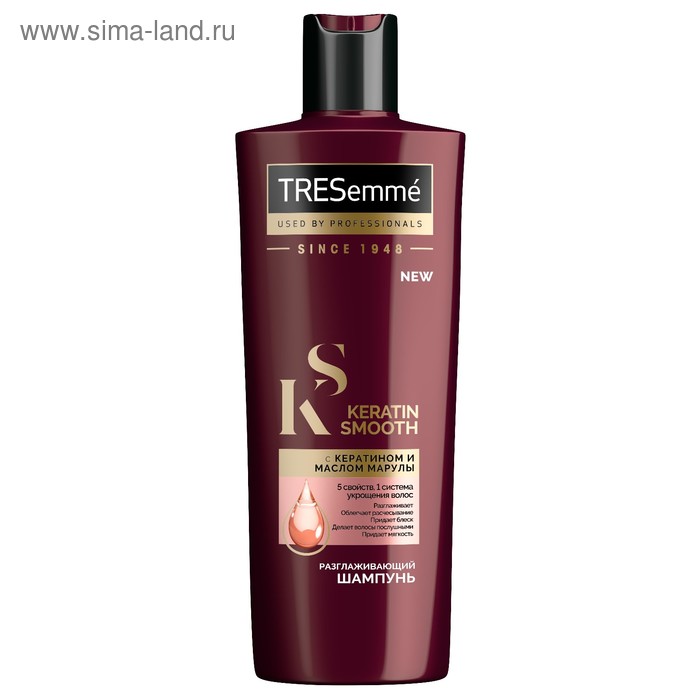 Шампунь для волос Tresemme Keratin Smooth, разглаживающий, с кератином и маслом марулы, 400 мл - Фото 1