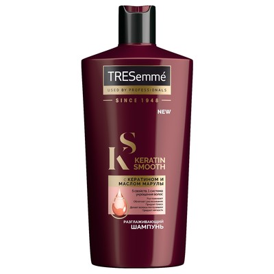 Шампунь для волос Tresemme Keratin Smooth, разглаживающий, с кератином и маслом марулы, 650 мл