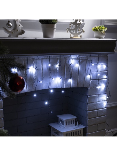 Гирлянда «Бахрома» 1.8×0.5 м, IP20, тёмная нить, 48 LED, свечение белое, 8 режимов, 220 В
