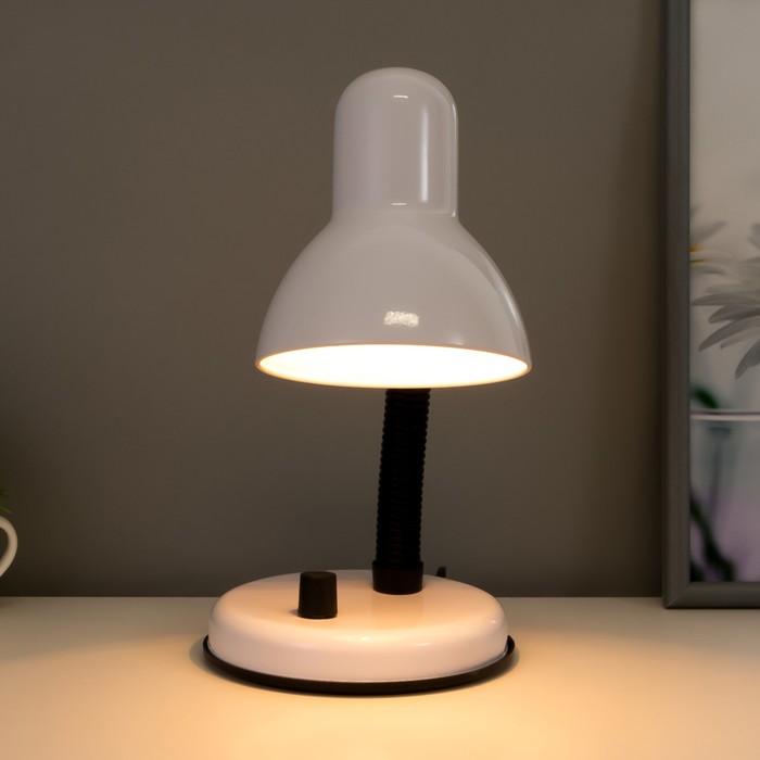 Лампа настольная Е27, светорегулятор (220В) белая 34х14х14 RISALUX - фото 1927415645