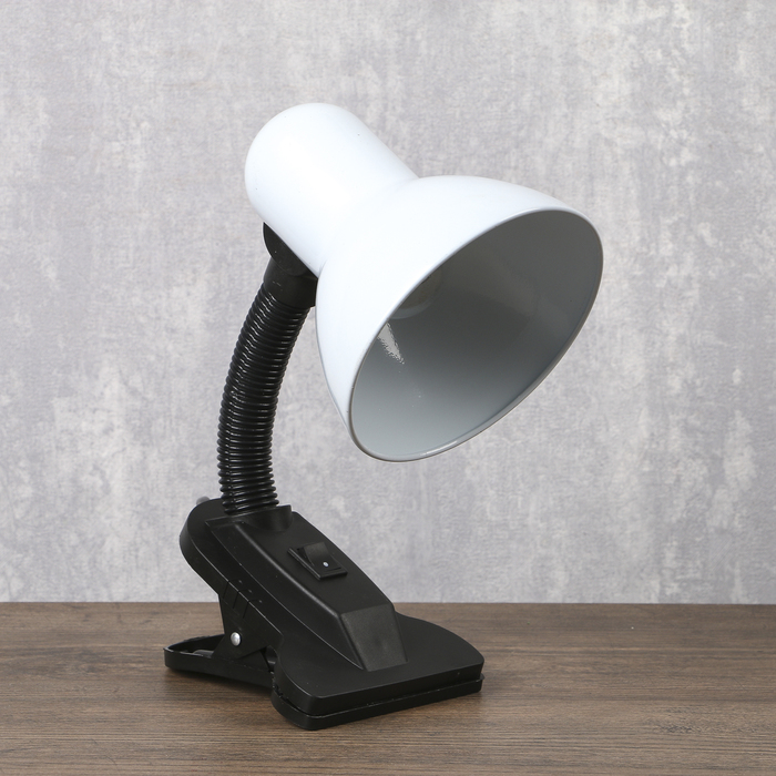 Лампа настольная Е27, с выкл. на зажиме (220В) белая 26х13х11 RISALUX - фото 1906954388