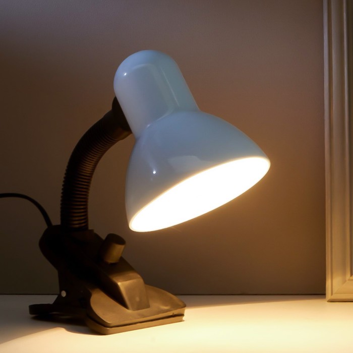 Лампа настольная Е27, с выкл. на зажиме (220В) белая 26х13х11 RISALUX - фото 1906954384