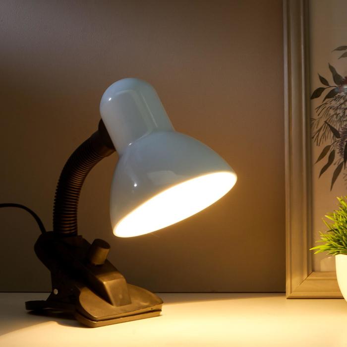 Лампа настольная Е27, светорегулятор, на зажиме (220В) белая 26х13х11 RISALUX - фото 1906954397