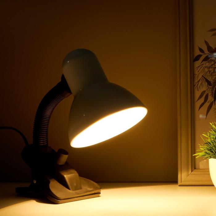 Лампа настольная Е27, светорегулятор, на зажиме (220В) белая 26х13х11 RISALUX - фото 1906954399