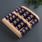 Массажёр для ног «Ножное счастье», 22×20×5.5 см, 5 рядов с шипами, деревянный, синий, бежевый - Фото 5