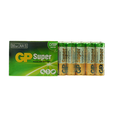 Батарейка алкалиновая GP Super, AA, LR6-30S, 1.5В, спайка, 30 шт.