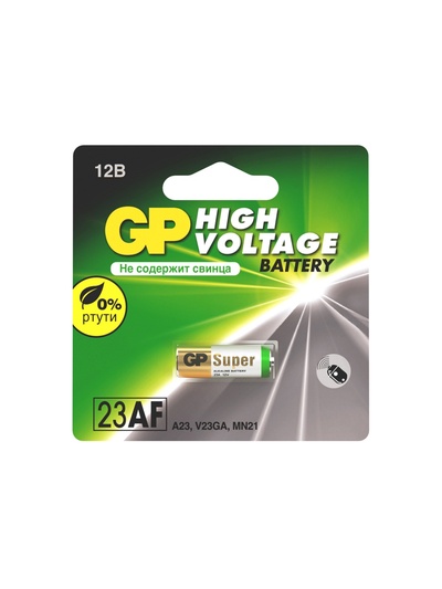 Батарейка алкалиновая GP Mercury Free, А23 (23AF, V23GA, MN21)-1BL, 12 В, блистер, 1 шт.