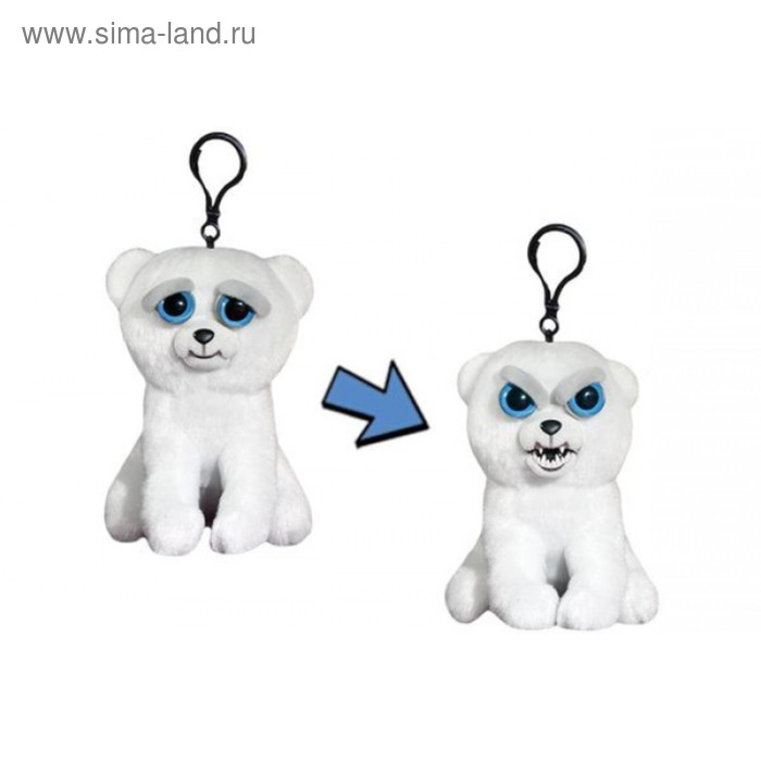 Мягкая игрушка с карабином Feisty Pets «Медведь», цвет белый, 11 см - Фото 1