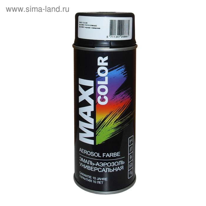 Эмаль-аэрозоль MAXI COLOR RAL9005, Чёрная глянцевая, 400 мл - Фото 1
