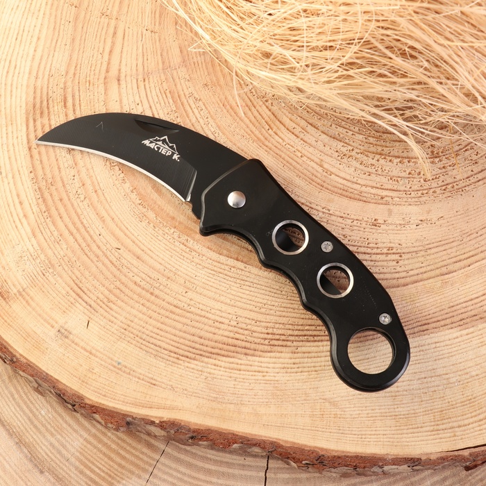 Нож складной «Клык» 15 см, клинок 76 мм/2 мм, рукоять металл с кольцом - Фото 1