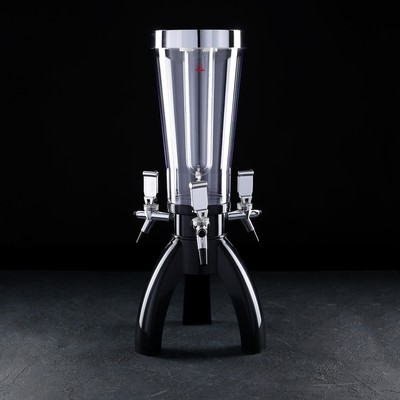 Башня пивная «Ракета», 3 л, колба для льда, 3 крана, пластик, чёрная