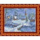 Канва с нанесённым рисунком для вышивки крестиком «Зимний вечер», размер 22,6x29 см - фото 110271896