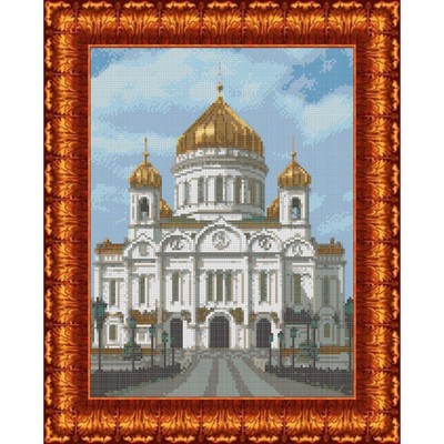 Канва с нанесённым рисунком для вышивки крестиком «Храм Христа Спасителя», размер 23x30 см
