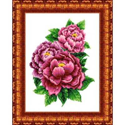 Канва с нанесённым рисунком для вышивки крестиком «Розовые пионы», размер 23x30 см