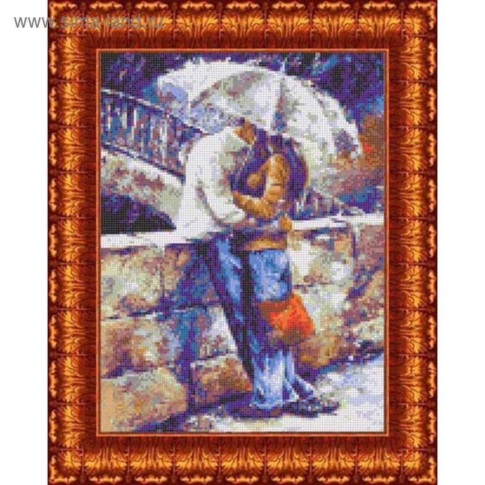 Канва с нанесённым рисунком для вышивки крестиком «Двое под зонтом», размер 23x30 см - Фото 1
