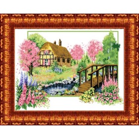 Канва с нанесённым рисунком для вышивки крестиком «Весеннее цветение», размер 32x47 см