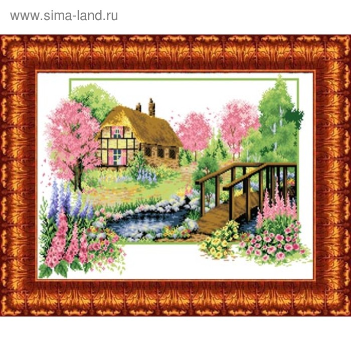 Канва с нанесённым рисунком для вышивки крестиком «Весеннее цветение», размер 32x47 см - Фото 1